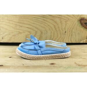 L.L. Bean Shoes Womens 6.5 Blue Leather Bow Espadrilles Mules Sandals